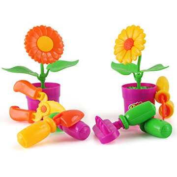 Liberty Imports Little Garden Tools 9-Piece Kids Gardening Set with Flower Pots, Watering Can, Rake, Shovel, Hoe, and Trowel