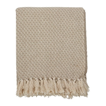 SARO LIFESTYLE Classic Tassel Trim Cotton Throw Blanket - Cozy 50" x 60" Style and Warmth