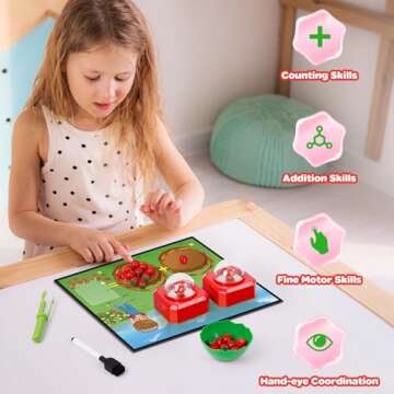 SkilLify Math Board Games for Kids with Dice Poppers, Math Manipulatives Kindergarten Preschool Math...