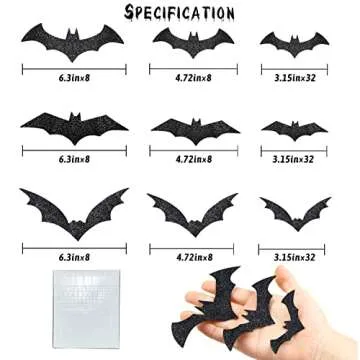 144pcs Glittery Halloween Bat Wall Stickers for Decor