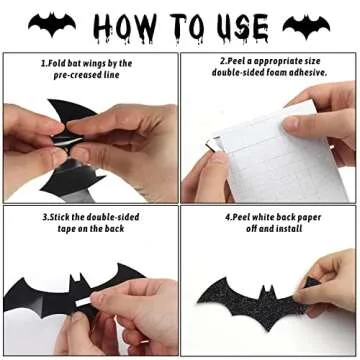 144pcs Glittery Halloween Bat Wall Stickers for Decor