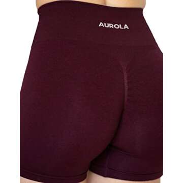 AUROLA Intensify Workout Shorts for Women Seamless Scrunch Short Gym Yoga Running Sport Active Exercise Fitness Shorts(S,Black Cherry)