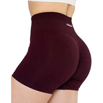 AUROLA Intensify Workout Shorts for Women Seamless Scrunch Short Gym Yoga Running Sport Active Exercise Fitness Shorts(S,Black Cherry)