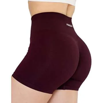 AUROLA Intensify Workout Shorts for Women Seamless Scrunch Short Gym Yoga Running Sport Active Exercise Fitness Shorts(S,Black Cherry)