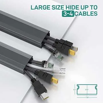 Delamu Black Cord Hider for Tidy Cable Management