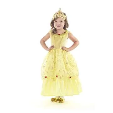 Little Adventures Yellow Beauty Princess Dress Up Costume (Large Age 5-7) - Machine Washable Child Pretend Play and Party Dress with No Glitter