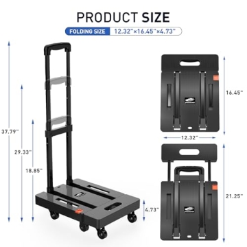 SPACEKEEPER Folding Hand Truck - Heavy Duty Utility Cart 500 lbs