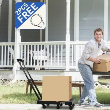 SPACEKEEPER Folding Hand Truck - Heavy Duty Utility Cart 500 lbs