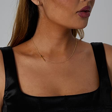 VIROMY Sideways Cross Necklace 18K Gold Plated Jewelry
