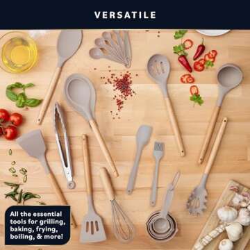 Home Hero 33 Pcs Kitchen Cooking Utensils Set, Non-Stick Silicone Cooking Kitchen Utensils Spatula S...