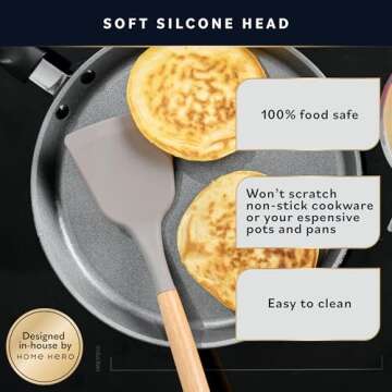 Home Hero 33 Pcs Kitchen Cooking Utensils Set, Non-Stick Silicone Cooking Kitchen Utensils Spatula Set with Holder, Wooden Handle Silicone Kitchen Gadgets Utensil Set (33 Pcs - Khaki)