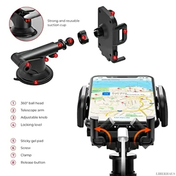 LIBERHAUS Car Phone Holder for iPhone 12 - 360° Rotatable