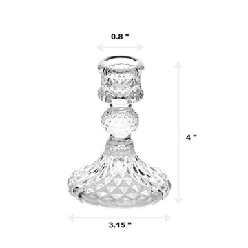 Taper Candle Holders Set of 2 Clear Glass Centerpiece