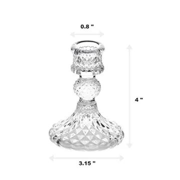 Taper Candle Holders Set of 2 Clear Glass Centerpiece