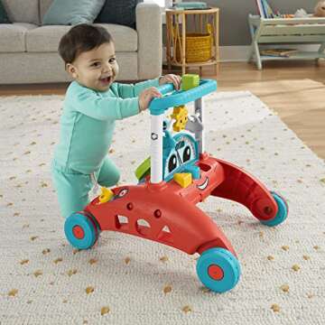 Fisher-Price ​​ 2-Sided Steady Speed Walker, car-Themed Baby Walker with 2 Sides of Interactive Activities and Learning Songs​ and Sounds, UK English Edition, HJP47