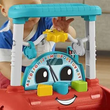 Fisher-Price ​​ 2-Sided Steady Speed Walker, car-Themed Baby Walker with 2 Sides of Interactive Activities and Learning Songs​ and Sounds, UK English Edition, HJP47