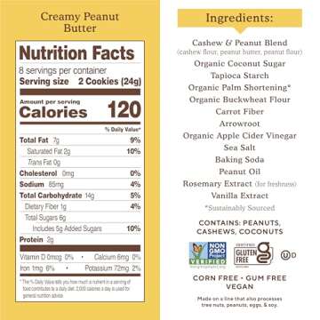 Simple Mills Creamy Peanut Butter Sandwich Cookies - Gluten Free, Vegan, Healthy Snacks, 6.7 Ounce (Pack of 1)