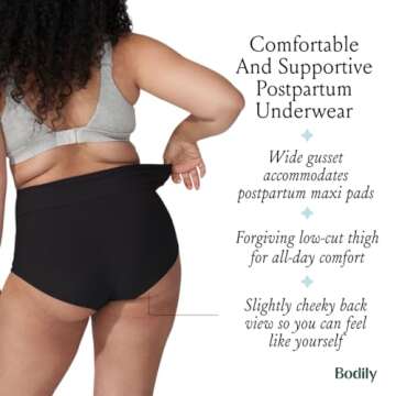 Bodily All-In Panty. High-Waist for Maternity, Postpartum & C-Section Recovery. TheBump's Best Postpartum Underwear. (Small, 3, Black)