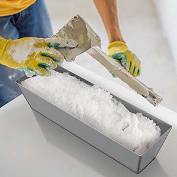 DEKEones Drywall Pan Mud, 12” Stainless Steel Watertight Reinforced Mud Pan, Tapered Sides, Drywall Tool Tray Bucket