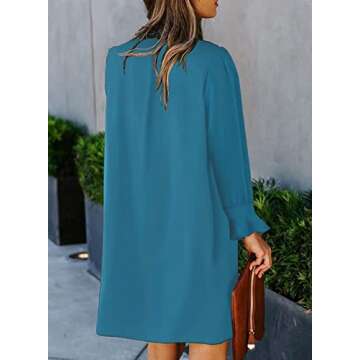 JOCAFIYE Summer Dresses Women V Neck Shift Indigo M