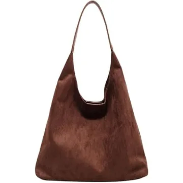 Luxurious Coffee Suede Hobo Bag for Women - Elegant & Spacious Tote