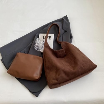Elegant Coffee Suede Hobo Bag for Women - Spacious & Stylish
