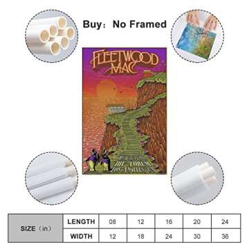 DEWF Fleetwood Mac Band Vintage Poster for Room Aesthetic Canvas Art Poster And Wall Art Picture Pri...