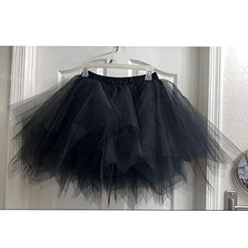 Topdress Women's 1950s Vintage Tutu Petticoat Ballet Bubble Skirt (26 Colors) Black XXL