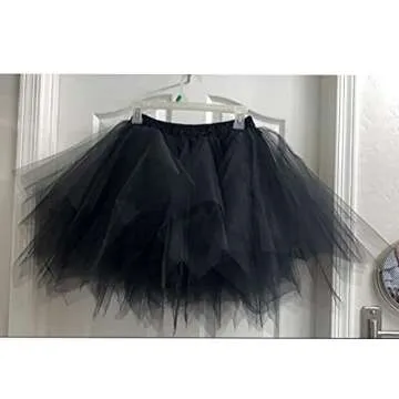 Topdress Women's 1950s Vintage Tutu Petticoat Ballet Bubble Skirt (26 Colors) Black XXL