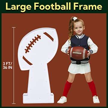 imprsv 3FT Football Birthday Party Decorations Trophy, Football Party Supplies for Game Day, Great Football Party Decorations, Large Marquee Light Up Frame for First Down Football Birthday Party