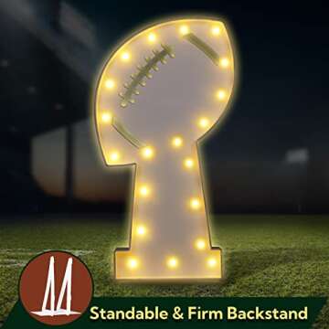 imprsv 3FT Football Birthday Party Decorations Trophy, Football Party Supplies for Game Day, Great Football Party Decorations, Large Marquee Light Up Frame for First Down Football Birthday Party
