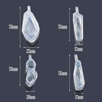 Woohome 8 PCS Clear Jewelry Silicone Molds and 5 PCS Plastic Droppers, Jewelry Resin Casting Mold for Making Necklace Pendant Ring Pendant