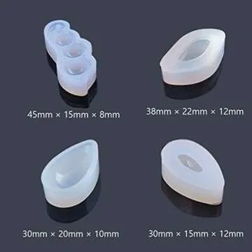 Woohome 8 PCS Clear Jewelry Silicone Molds and 5 PCS Plastic Droppers, Jewelry Resin Casting Mold for Making Necklace Pendant Ring Pendant