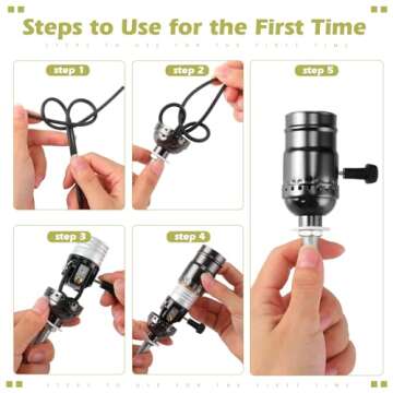 Honoson 2 Sets Lamp Repair Kit Table Lamp Rewire Lamp Parts with 3 Way Socket Matching Cord and Esse...