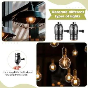 Honoson 2 Sets Lamp Repair Kit Table Lamp Rewire Lamp Parts with 3 Way Socket Matching Cord and Essential Hardware Lamp Wiring Kit for Table Floor Lamp DIY Lamp Design Repair Do It Yourself(Black)