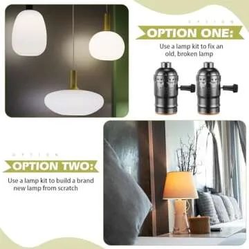 Honoson 2 Sets Lamp Repair Kit Table Lamp Rewire Lamp Parts with 3 Way Socket Matching Cord and Essential Hardware Lamp Wiring Kit for Table Floor Lamp DIY Lamp Design Repair Do It Yourself(Black)
