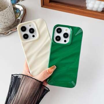 Caseative for iPhone 14 Pro Case,Water Ripple Pattern Curly Wave Shape Soft Phone Case (Silver)