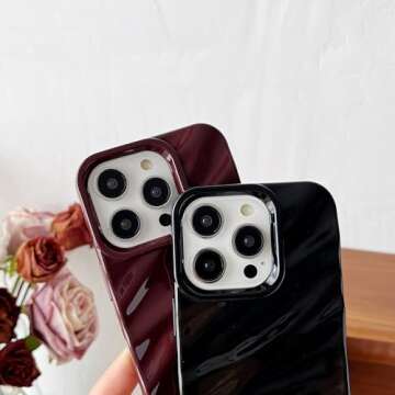 Caseative for iPhone 14 Pro Case,Water Ripple Pattern Curly Wave Shape Soft Phone Case (Silver)