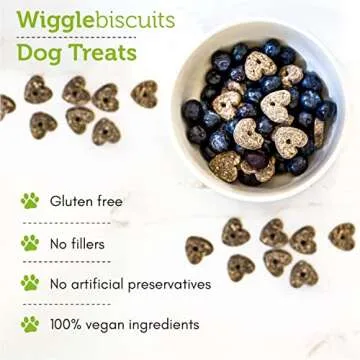V-dog Vegan Soft and Chewy Wiggle Dog Biscuits - Dog Training Treats - Small, Medium and Large Breeds - Natural Blueberry Flavor Superfoods - 10 Ounce - All Natural - Made in The USA