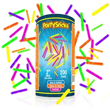 PartySticks Mini Glow Sticks 200 Pack for All Events