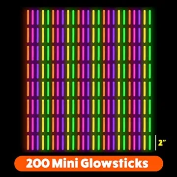 PartySticks Mini Glow Sticks 200 Pack for All Events