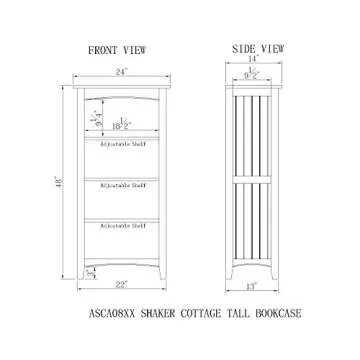 Alaterre Shaker Cottage Bookcase with Adjustable Shelves