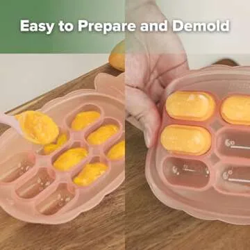 Haakaa Silicone Nibble Freezer Tray -Breastmilk Teething Popsicle Mold - Baby Fruit Food Feeder Teether Tray - Baby Food Maker - Ice Cube Tray - 4 Months+ Babies - BPA Free - Blush