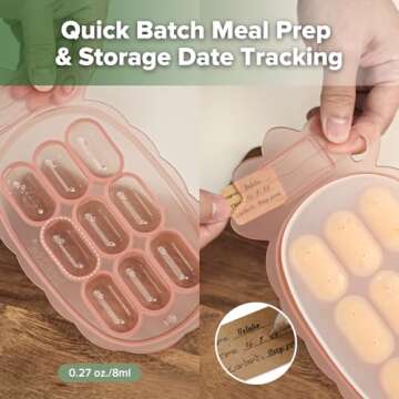 Haakaa Silicone Nibble Freezer Tray -Breastmilk Teething Popsicle Mold - Baby Fruit Food Feeder Teether Tray - Baby Food Maker - Ice Cube Tray - 4 Months+ Babies - BPA Free - Blush