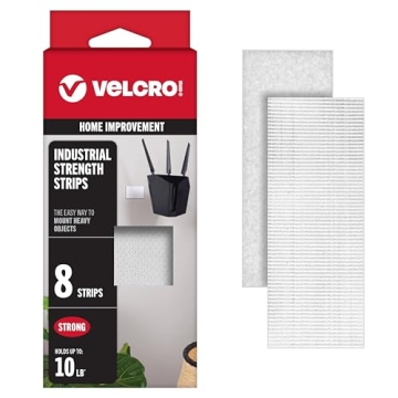 VELCRO Brand Heavy Duty Strips - 10 lbs Adhesive | 8 Packs, 4x2in