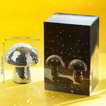 Mushroom Disco Ball 2 Pack, Silver Disco Ball Decorations, Mushroom Party Decorations for Home, Room, Stage, School, Festivals, Plastic Retro-Reflective Disco Ball Mushroom Light (6.3 X 5.7 in)
