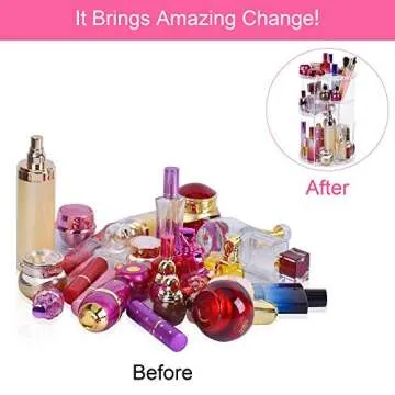 Easyhouse 360 Rotating Makeup Organizer, DIY 8 Adjustable Layers Spinning Skincare Organizer, Cosmetic Holder Shelf, Make Up Organizers and Storage for Vanity Bathroom Countertop (Clear-A)