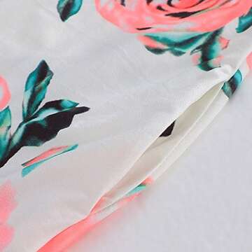 HUSKARY Women's Summer Casual Sleeveless V Neck Strappy Split Loose Dress Beach Cover Up Long Cami Maxi Dresses with Pocket White Flower