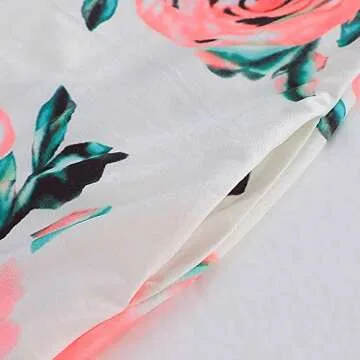 HUSKARY Women's Summer Casual Sleeveless V Neck Strappy Split Loose Dress Beach Cover Up Long Cami Maxi Dresses with Pocket White Flower