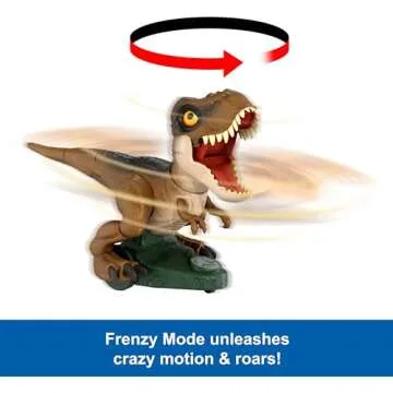 Mattel Jurassic World RC Dinosaur Toy, Roarin’ Frenzy T Rex Dino with Sound & 2 Modes, Full-Function Remote Control, Attack or Spin